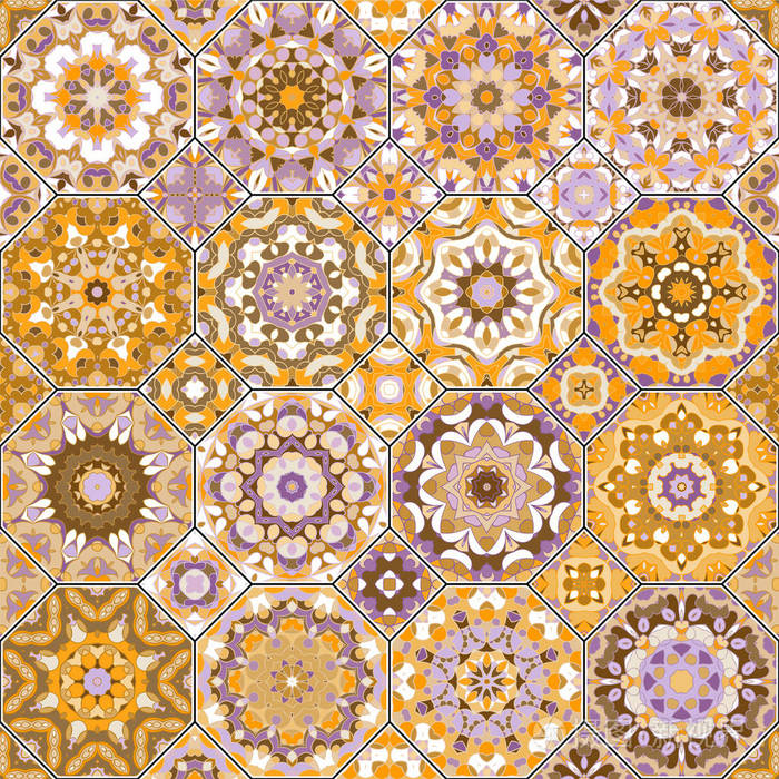 阿拉伯语模式八角形和方形装饰品的收藏纺织品书籍的装饰和设计元素