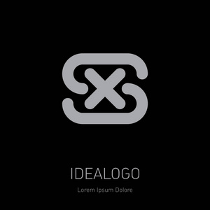 sx矢量设计元素或图标. 最初的字母标志型. s和x标志照片