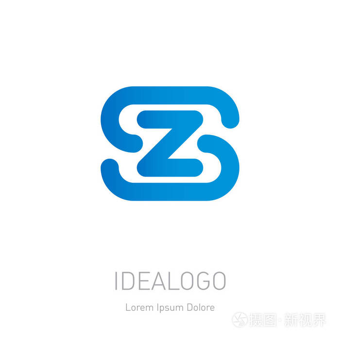 最初的标志是s和zsz矢量设计元素或图标初始单形标志值