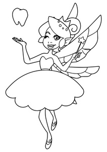 图标, 儿童牙科可爱飞行与牙齿的牙仙子愤怒的小牙仙子穿着绿色连衣裙