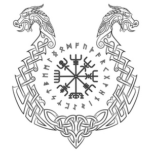 维格维西尔冰岛神奇的洞穴和斯堪的纳维亚图案的形式,龙船龙形龙形龙