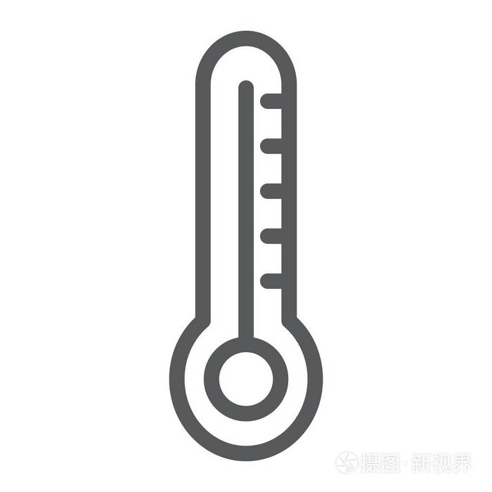 温度线图标测量和缩放温度计标志矢量图形白色背景上的线性图案