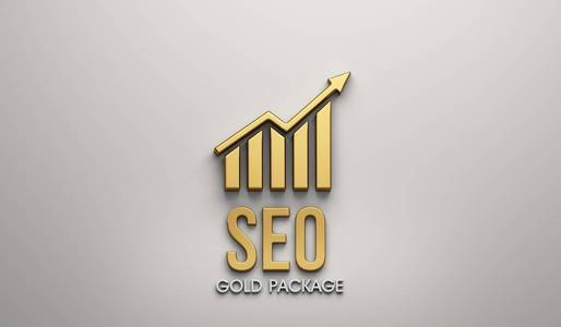 seo 黄金包装横幅。3d 渲染插图