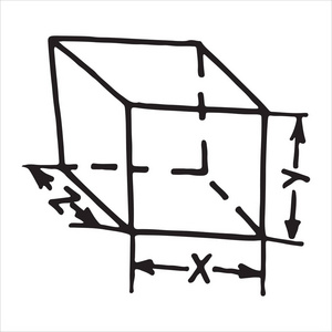 立方体草图矢量隔离。 白色背景的物体