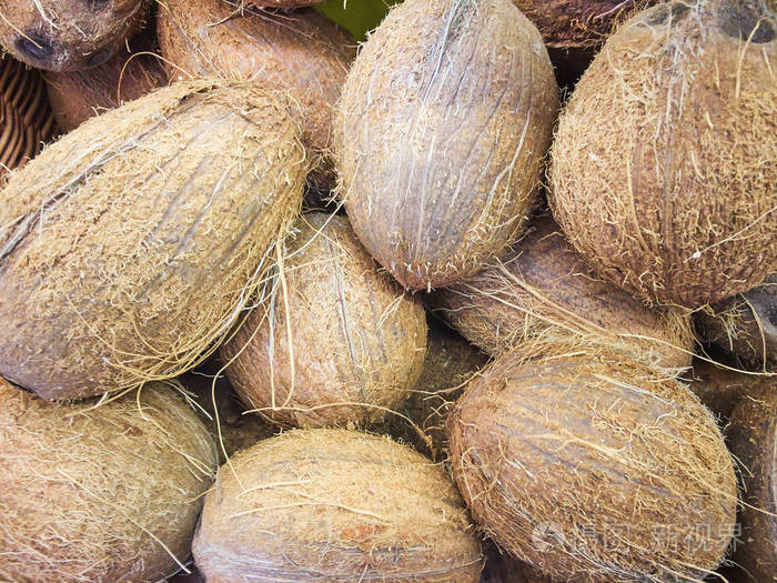 成熟新鲜椰子特写镜头