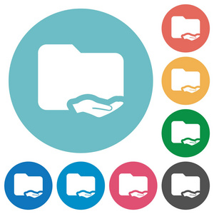 共享文件夹平面白色图标圆形颜色背景照片