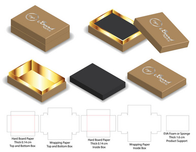 箱体包装模切模板设计。 3D模拟