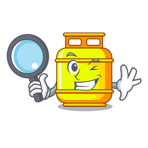 侦探煤气罐操作人物烹饪矢量插图照片