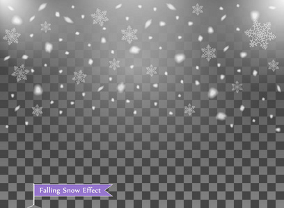 降雪, 随机元素。新年, 圣诞装饰覆盖。向量例证在被隔绝的透明背景