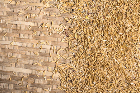 泰国农民水稻干燥的背景。