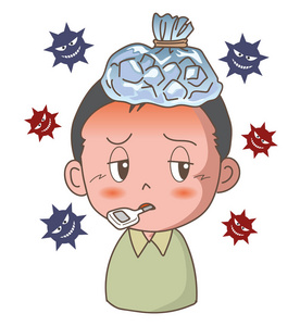 流感或重感冒男孩形象照片