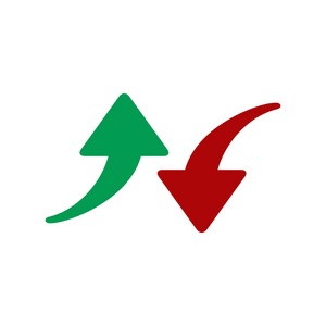 在白色背景上隔离的矢量插图. 上下移动的符号.