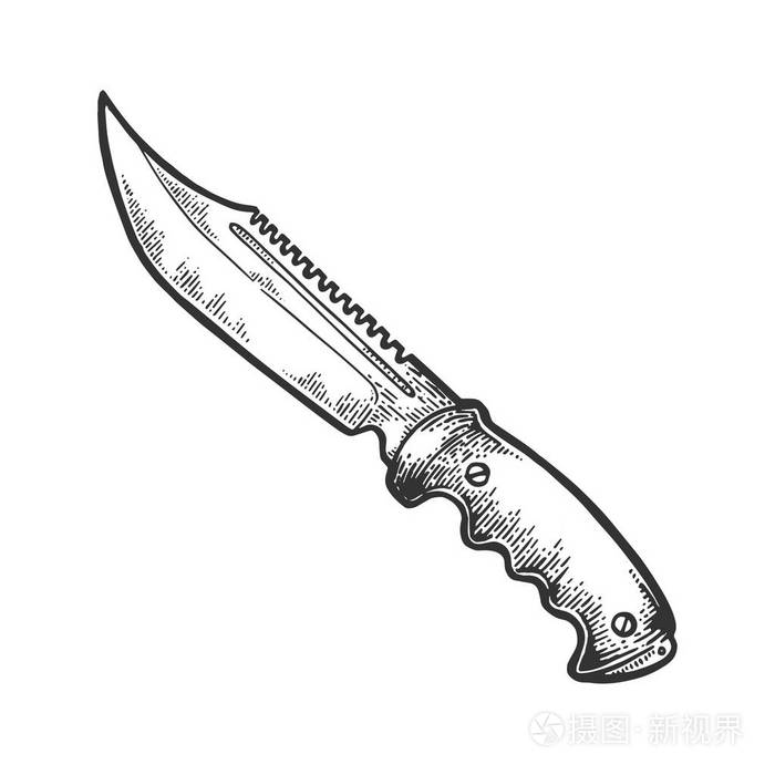 狩猎刀刻向量例证划痕板式模仿黑白手绘图像
