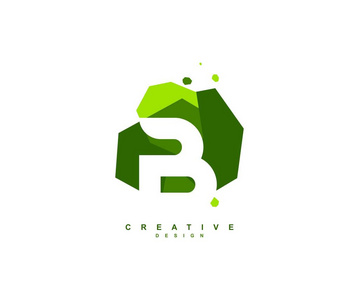 时尚现代标志创意排版字母b绿色几何矩形设计