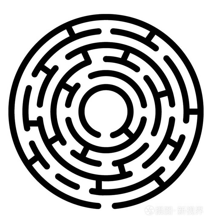 拼图圆形迷宫线图标