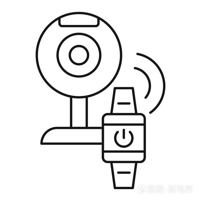 在白色背景上隔离的网络设计的智能网络相机矢量图标的轮廓插图插画