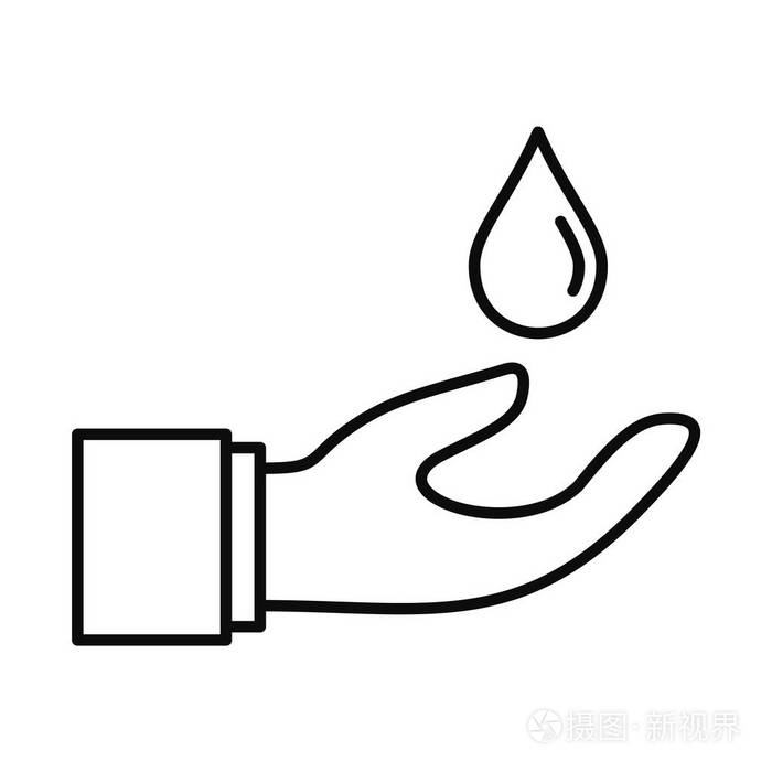 手动节约用水图标, 轮廓样式插画-正版商用图片14zqzw-摄图新视界