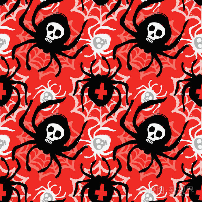 蜘蛛时髦的无缝粗糙花纹现代设计模板.