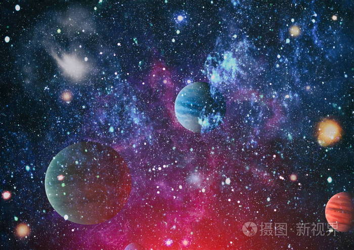 外层空间的行星恒星和星系显示出太空探索的美。 美国宇航局提供的元素