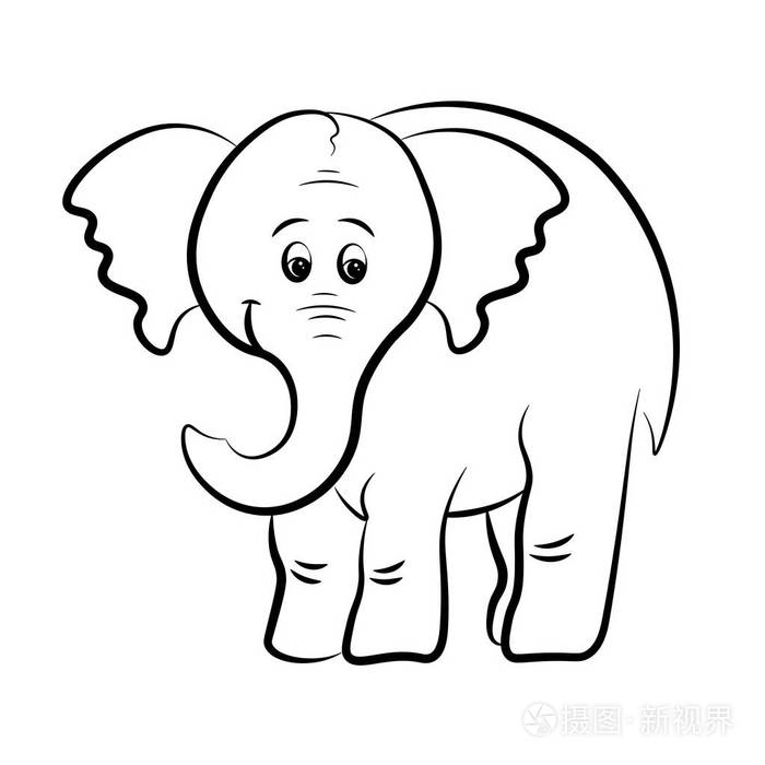 白色背景上黑色轮廓的大象.插画-正版商用图片14zwq7-摄图新视界