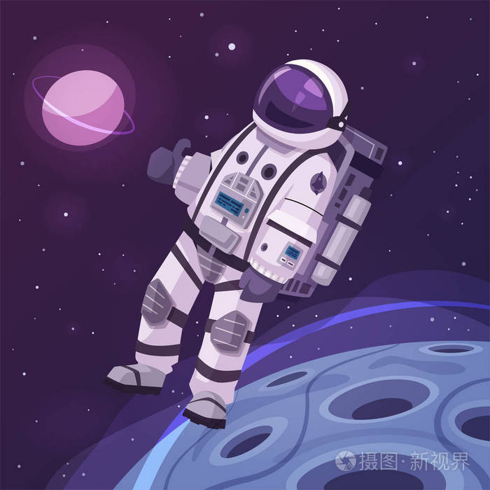 外太空中的宇航员性格动画片向量例证