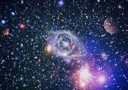 爆炸超新星. 明亮的恒星星云. 遥远的星系. 抽象形象.