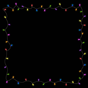 彩色圣诞灯框架矢量插图