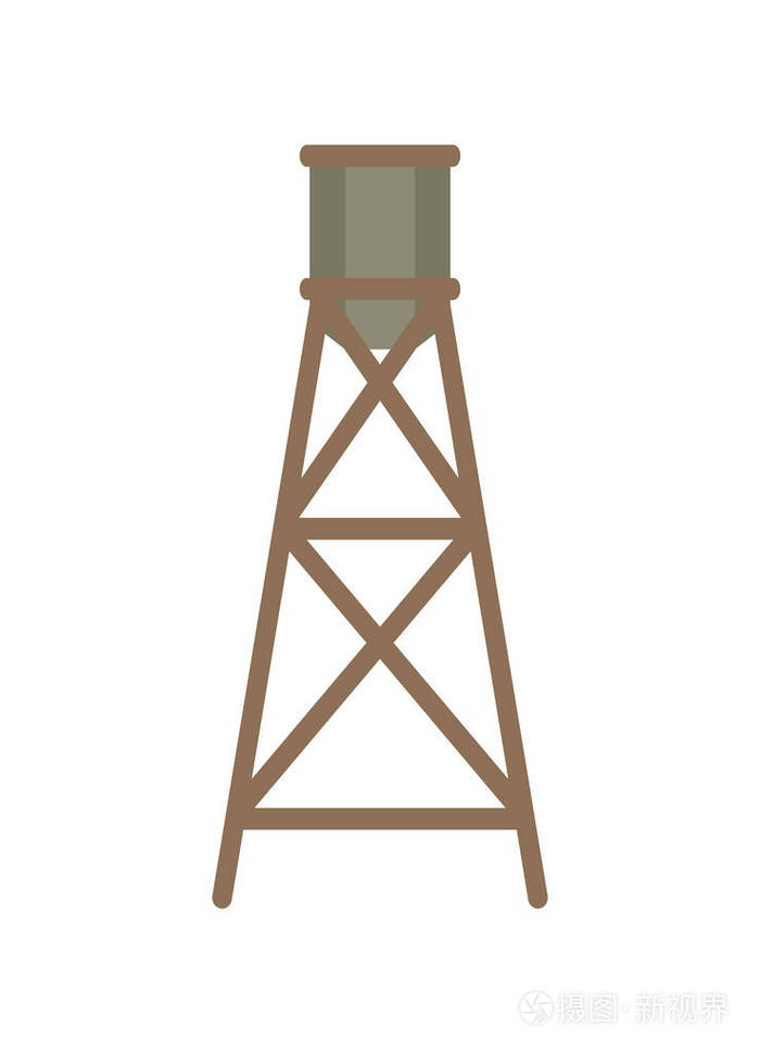 水塔卡通插图隔离在白色