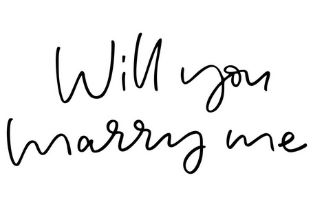 你愿意嫁给我吗。手写的文字。现代书法。鼓舞人心的名言。孤立于白色