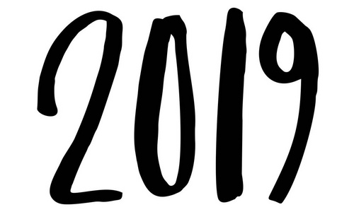 2019.手写的文字。现代书法。孤立于白色