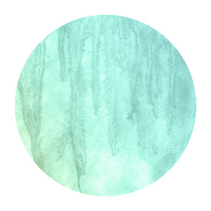 绿松石手绘水彩圆形框架背景纹理与污渍。 现代设计元素