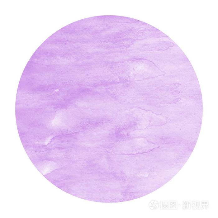 紫色手绘水彩圆形框架背景纹理与污渍。 现代设计元素