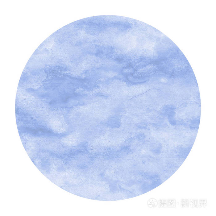 蓝色手绘水彩圆形框架背景纹理与污渍现代设计元素