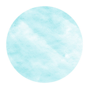 浅蓝色手绘水彩圆形框架背景纹理与污渍。 现代设计元素