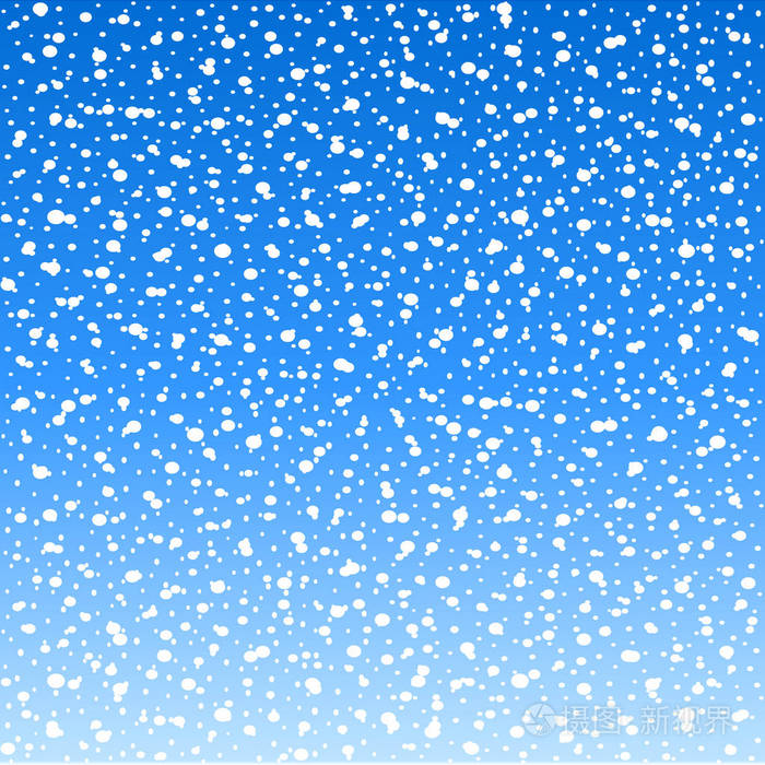 冬季背景雪落在蓝色矢量插图上