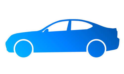 汽车符号图标蓝色梯度2d孤立矢量插图