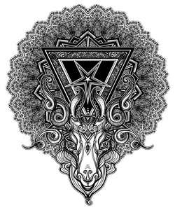 撒旦山羊头.二进制撒旦符号照片