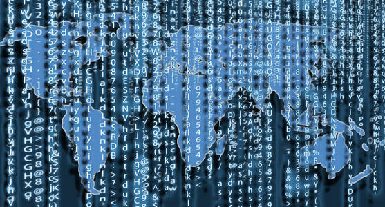 解密图计算机矩阵背景艺术设计. 屏幕上的数字.