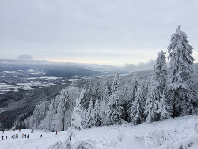 捷克共和国受干扰的山顶冬季景观