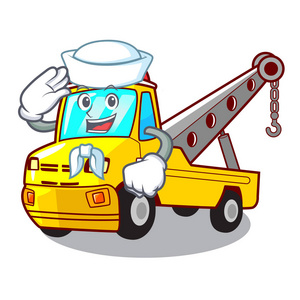 水手卡通拖车隔离绳矢量插图照片