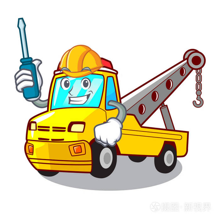汽车拖车车辆品牌字符矢量插图