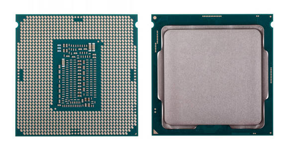 现代计算机x86处理器第九代现代中央处理器CPU隔离在白色背景上