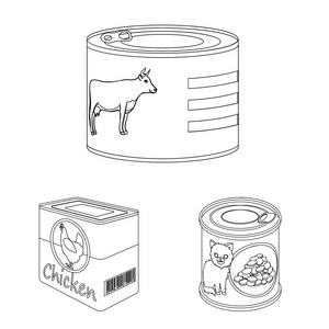 矢量设计的 can 和食品符号。罐头和包装股票载体例证的汇集
