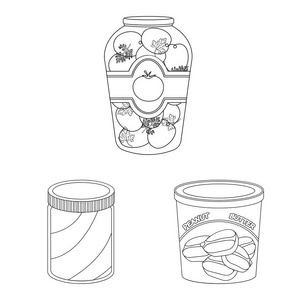 独立对象的罐头和食品标识。网络的 can 和包装股票符号集