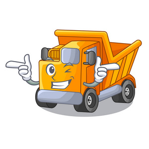 眨眼卡通卡车运输道路矢量插图照片