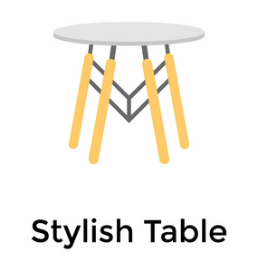 时尚桌子的平面图标设计