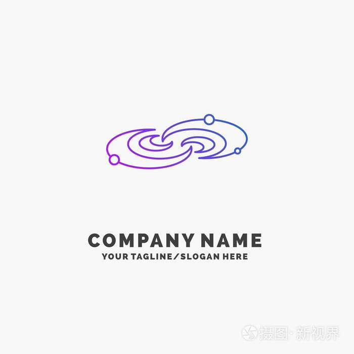 星系天文行星系统宇宙紫色商业标志模板. 标记线的位置