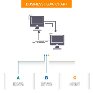 本地局域网连接同步计算机业务流程图设计有3个步骤。 字形图标表示背景模板位置的文本。