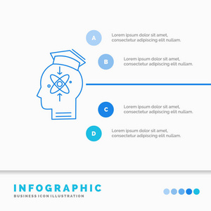 能力领导人类知识技能信息图表模板的网站和演示。 线蓝色图标信息样式矢量插图