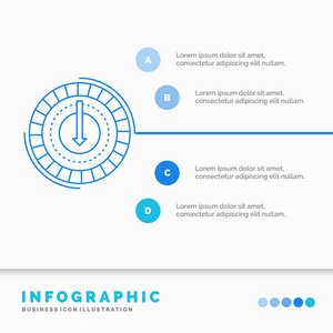 消费成本费用较低，减少网站和演示的信息图形模板。 线蓝色图标信息样式矢量插图